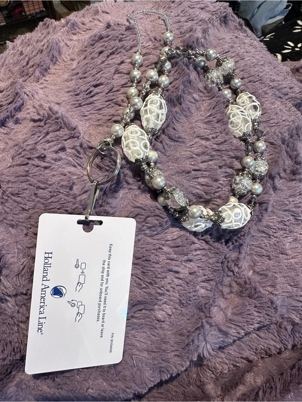 LANYARD Custom Ordered Crystal Silver Pearl use Badges, Cards, Cruise Nurse ❤️ - Picture 6 of 15